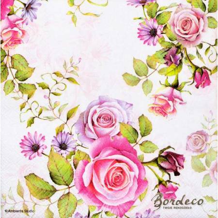 Serwetka do decoupage firmy AMBIENTE róże 33x33cm